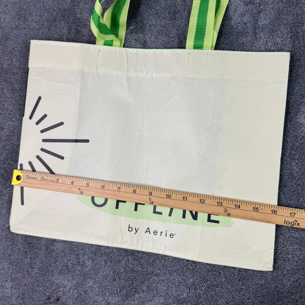 OFFLINE by Aerie Green Cream Reusable Tote Bag Recycled Plastic 2071-900